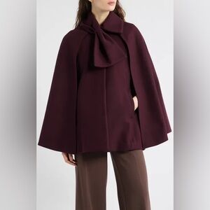 CeCe Elegant Burgundy Cape Coat